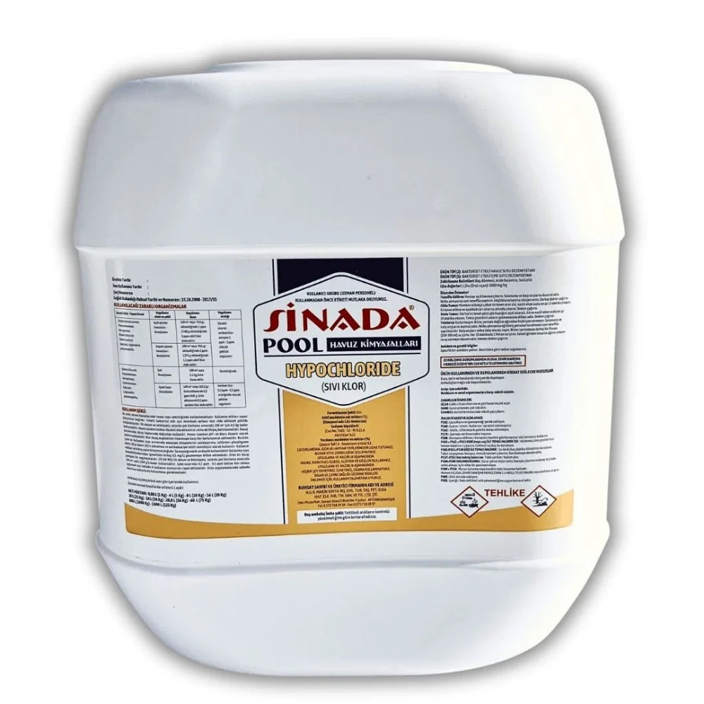 Sıvı Hypochloride 25 Kg Havuz Kloru Dezenfektanı